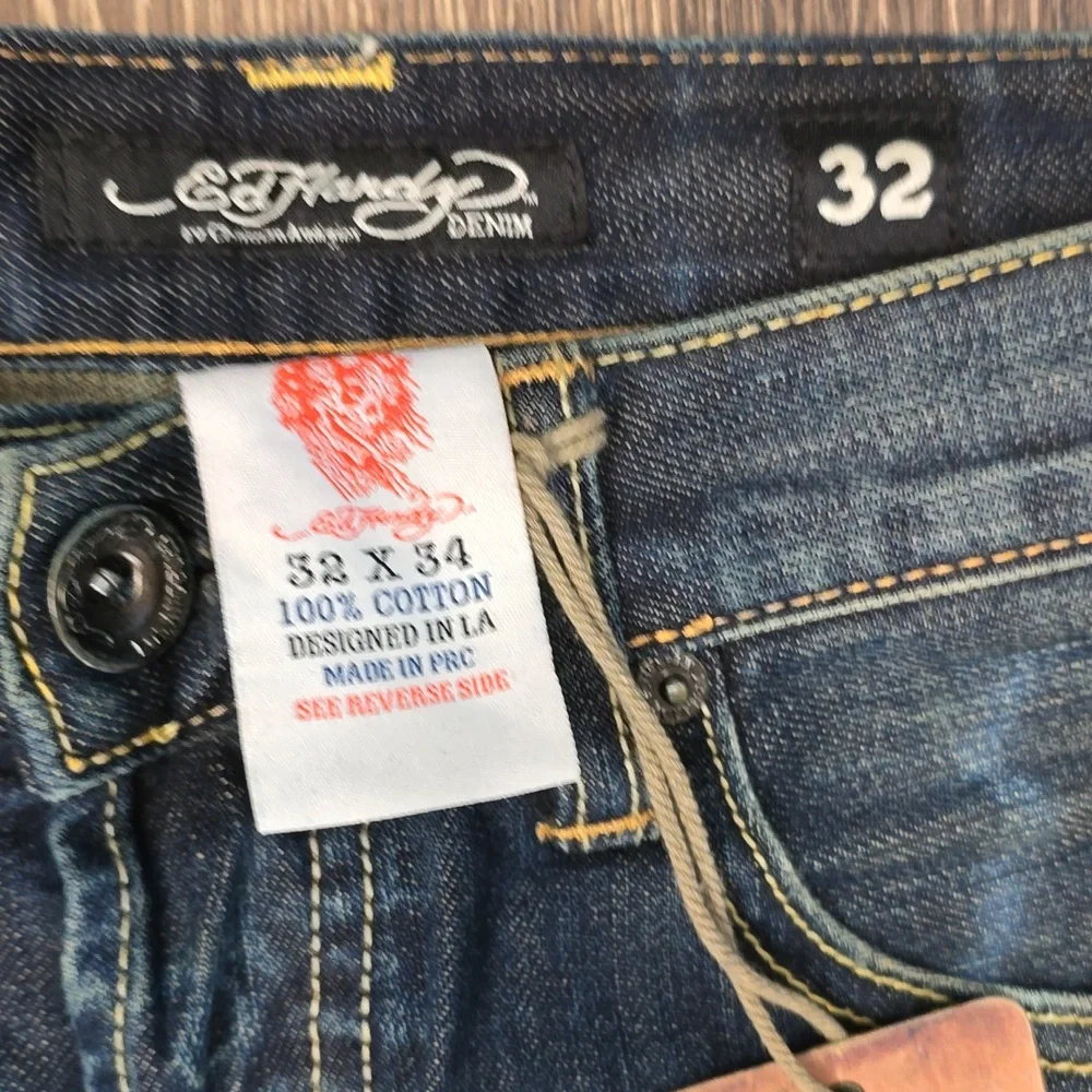 SOLD on M.ercari!! Ed Hardy Signature Logo Tiger Denim Men Size 32W 34L NWT - Picture 8 of 9
